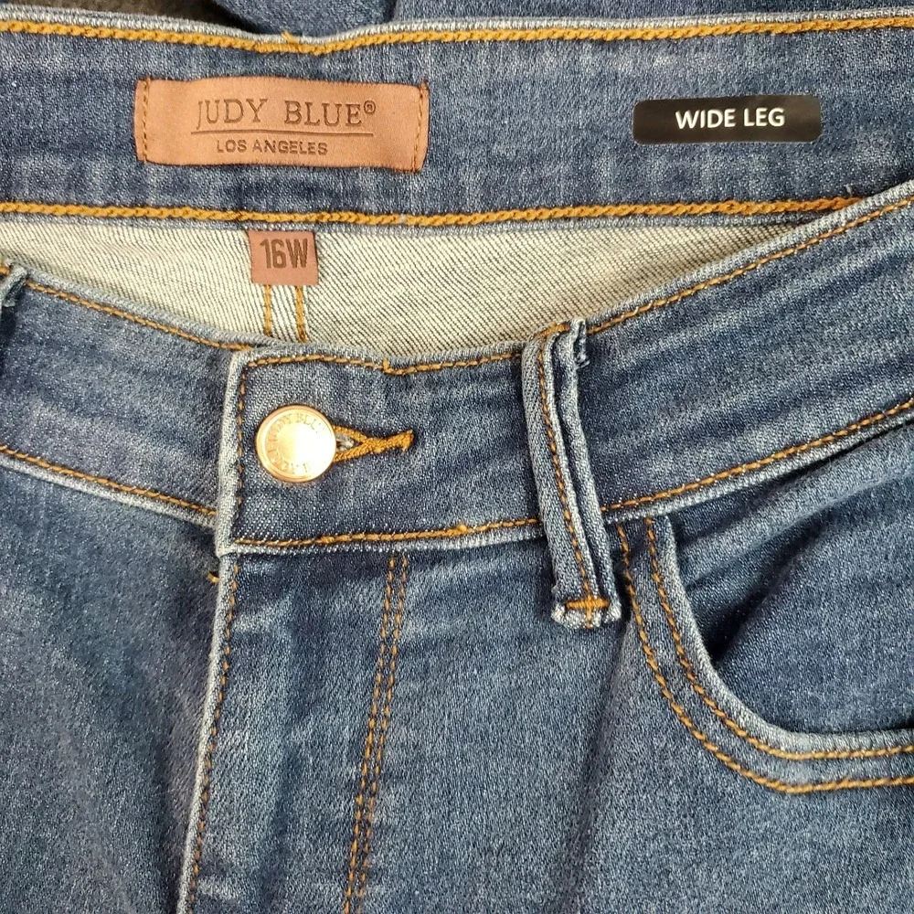 Judy Blue Jeans Womens Size 16W Blue Wide Leg Stretch Denim High Rise EUC - Picture 2 of 9